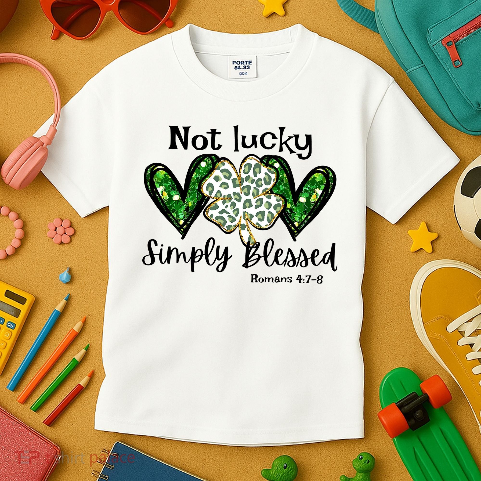 Not Lucky Simply Blessed Christian St Patricks Day Irish Kids T-Shirt