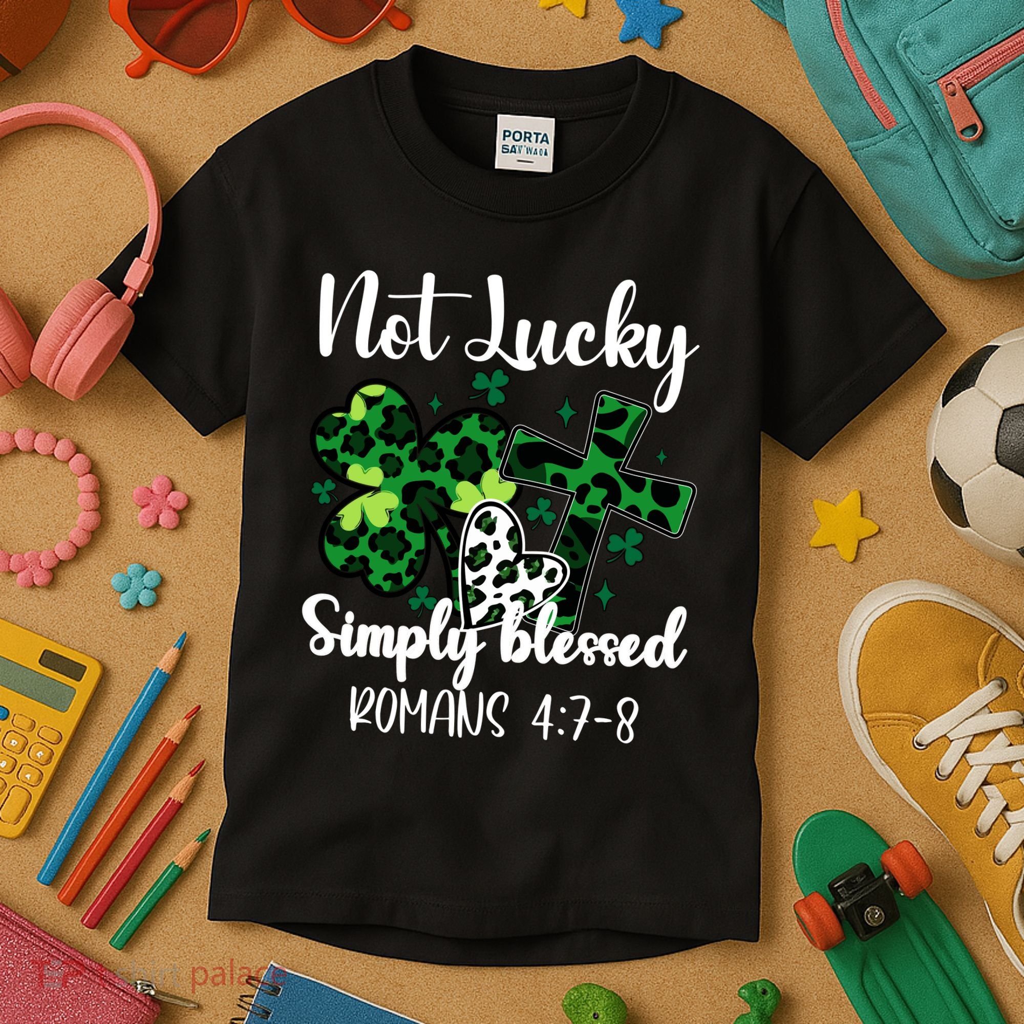 Not Lucky Simply Blessed St PatrickS Day Kids T-Shirt