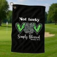 Not Lucky Simply Blessed Clover Golf Towel thumb 1