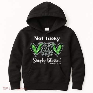 Not Lucky Simply Blessed Clover Kids Hoodie