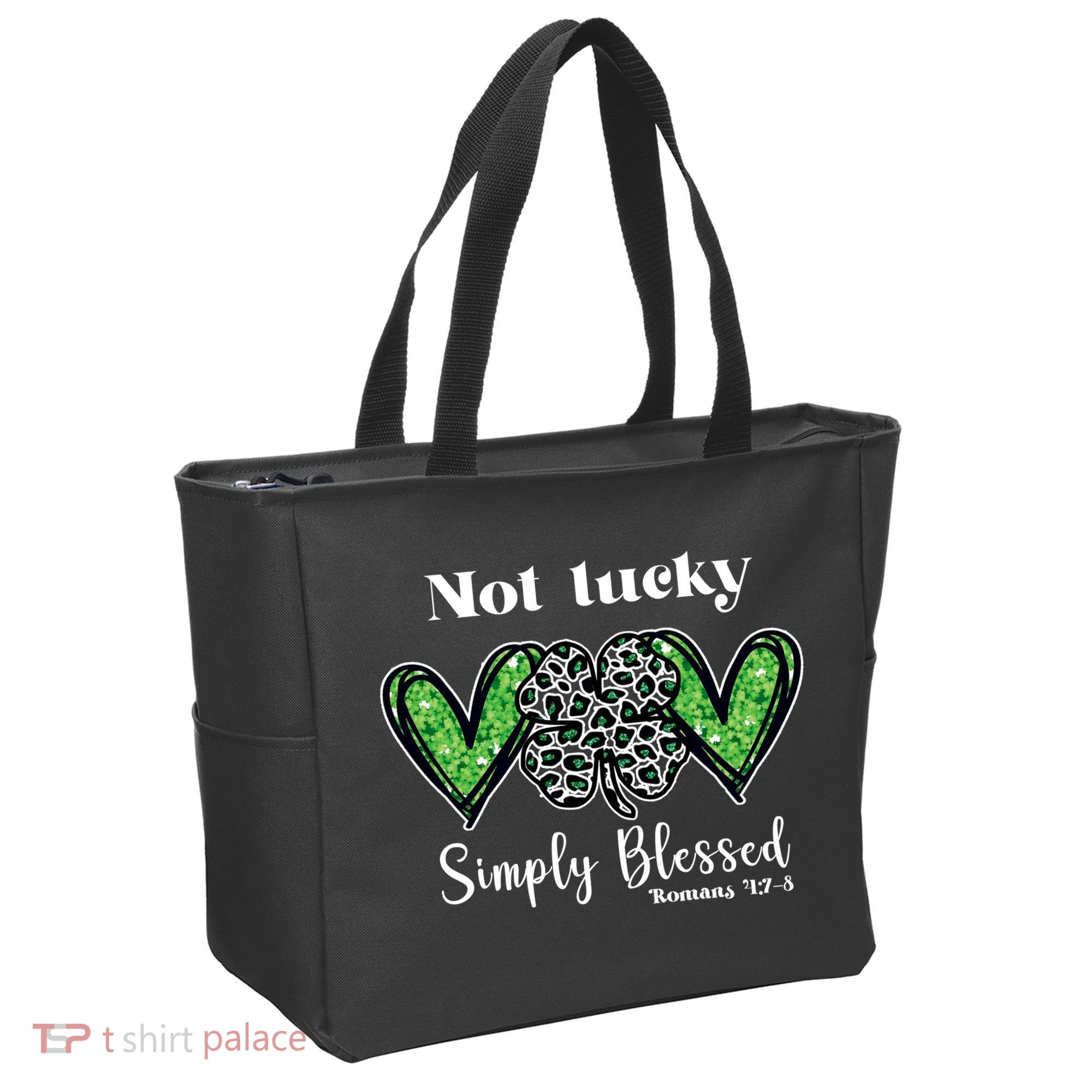 Not Lucky Simply Blessed Clover Tote Bag