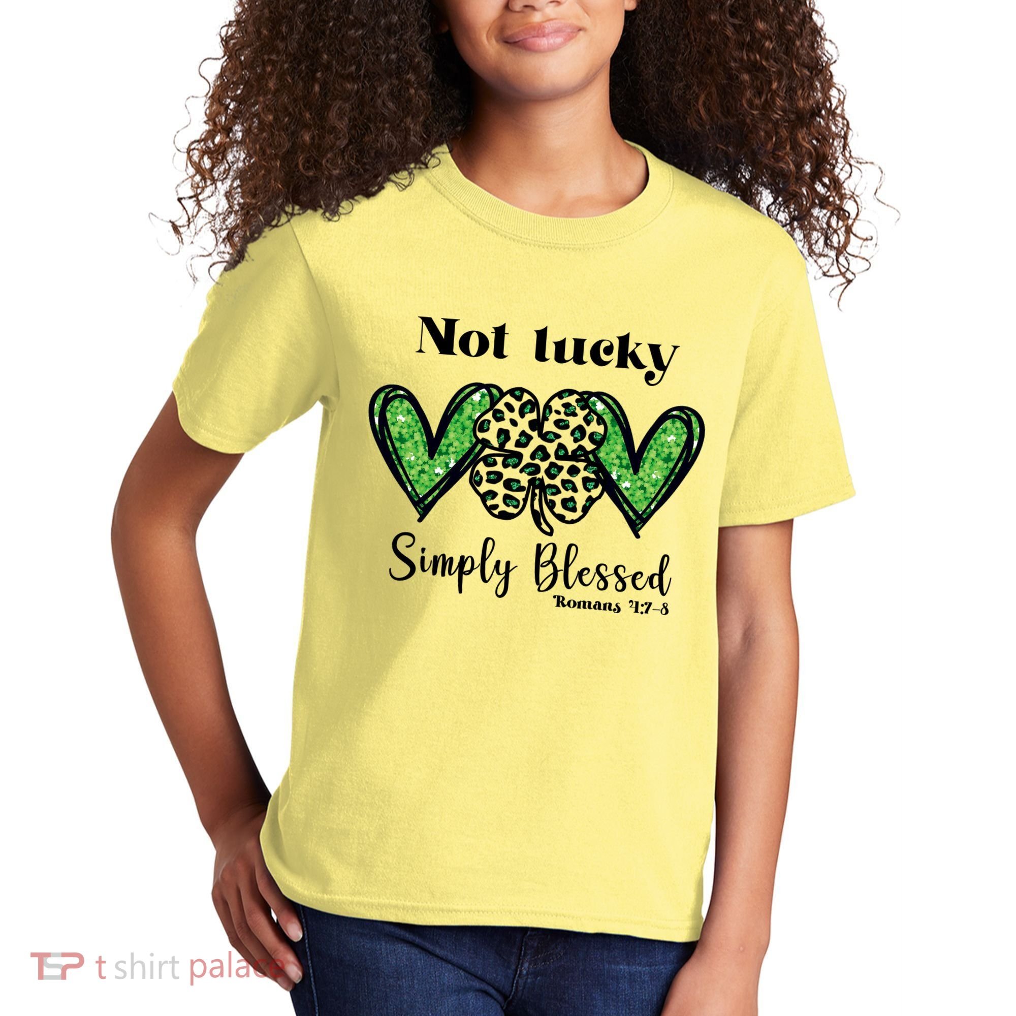Not Lucky Simply Blessed Clover Kids T-Shirt