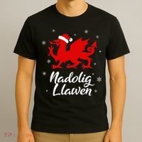 Nadolig Llawen Wales Welsh Cymru Merry Christmas Dragon T-Shirt thumb 3