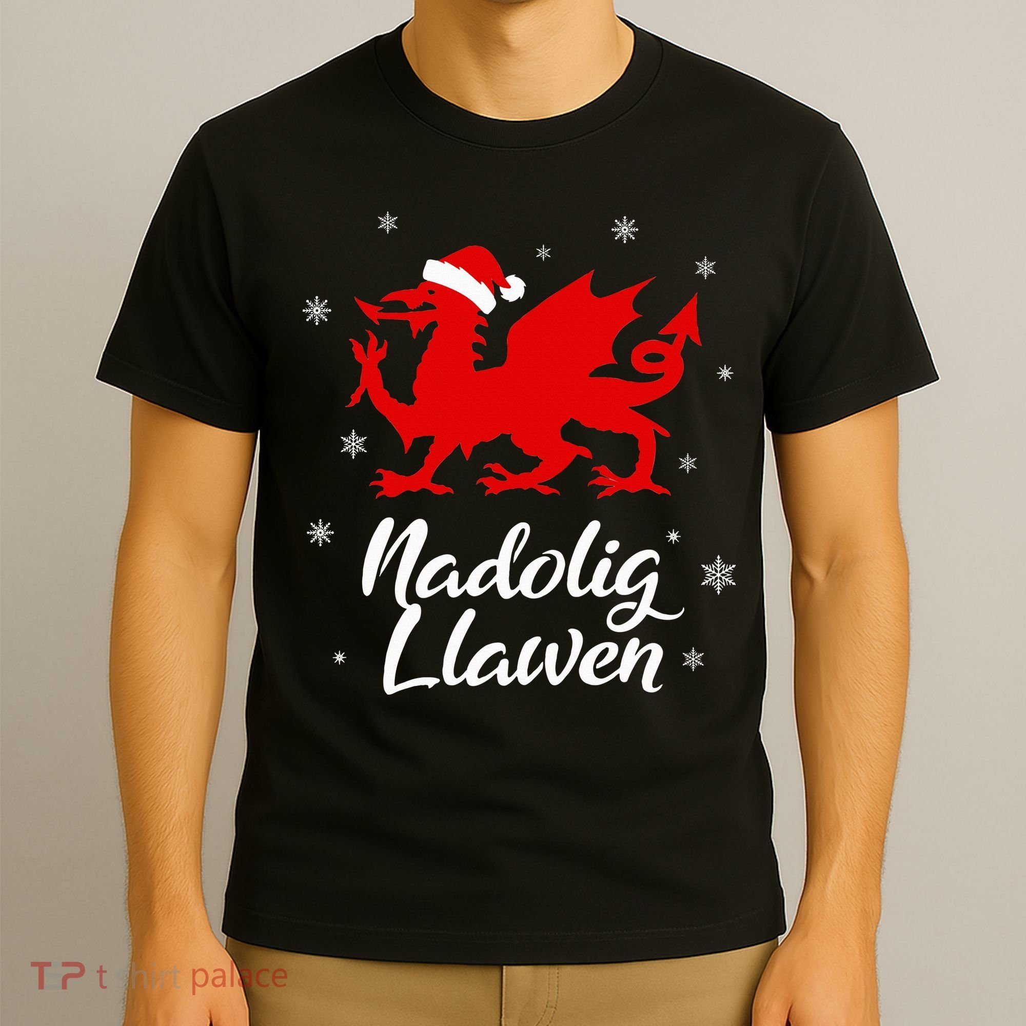 Nadolig Llawen Wales Welsh Cymru Merry Christmas Dragon T-Shirt