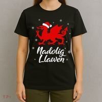 Nadolig Llawen Wales Welsh Cymru Merry Christmas Dragon T-Shirt thumb 4