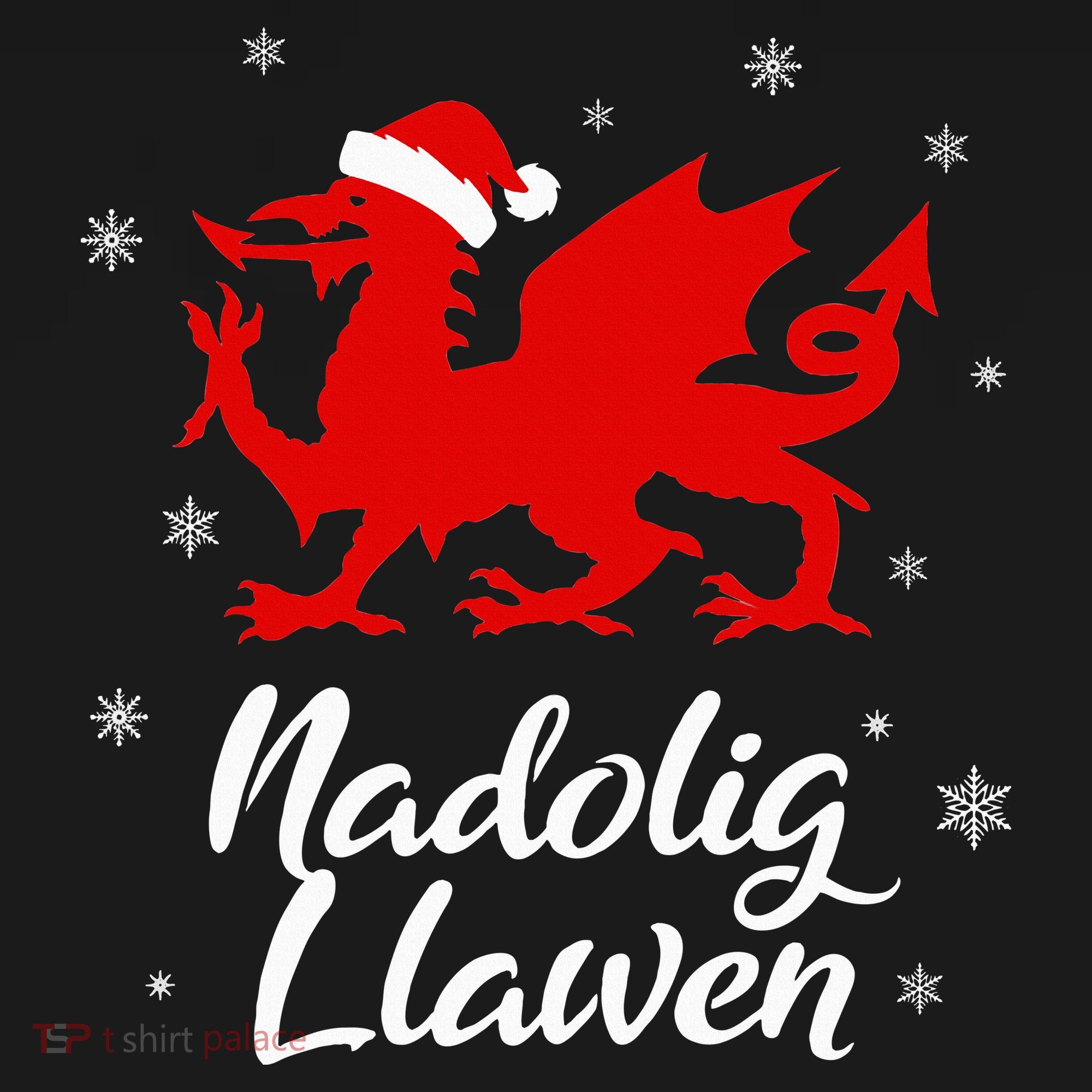Nadolig Llawen Wales Welsh Cymru Merry Christmas Dragon T-Shirt