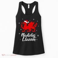 Nadolig Llawen Wales Welsh Cymru Merry Christmas Dragon Women's Tank Top thumb 0