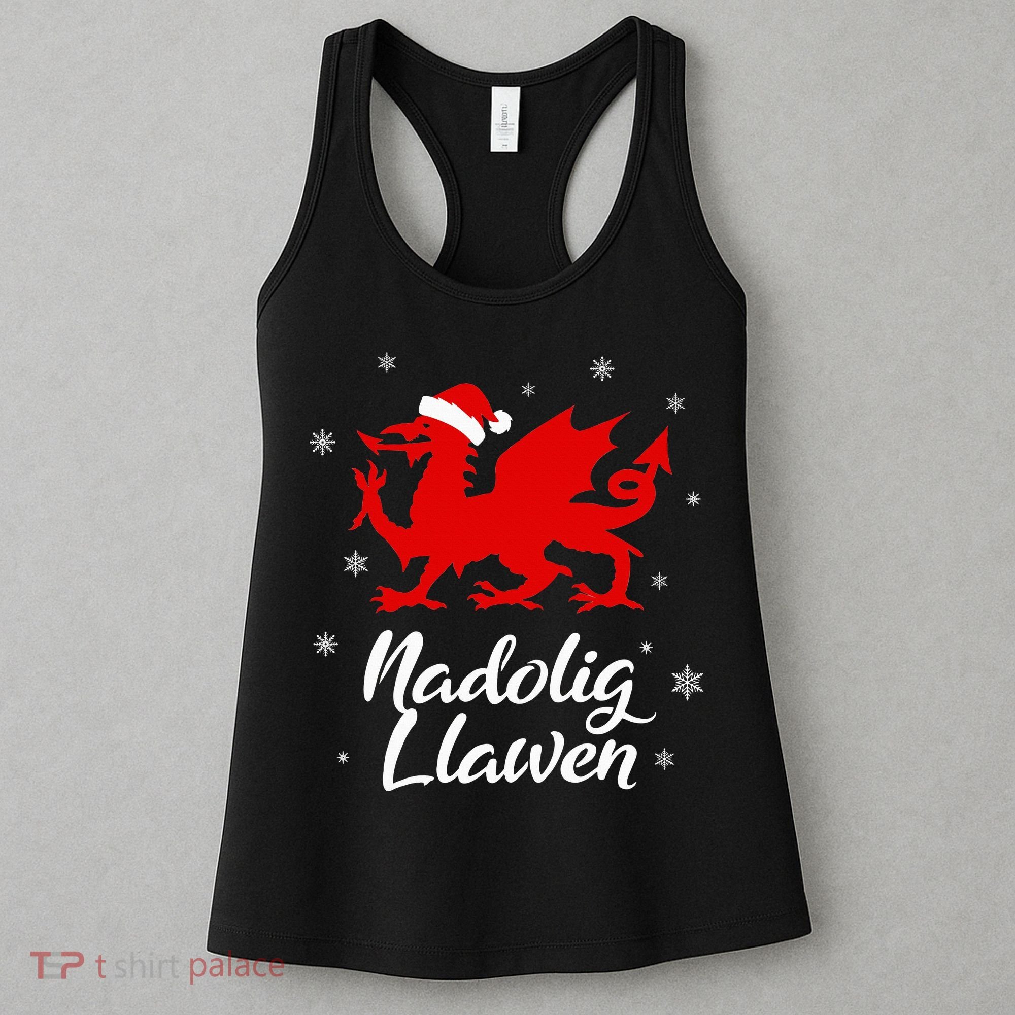Nadolig Llawen Wales Welsh Cymru Merry Christmas Dragon Women's Tank Top