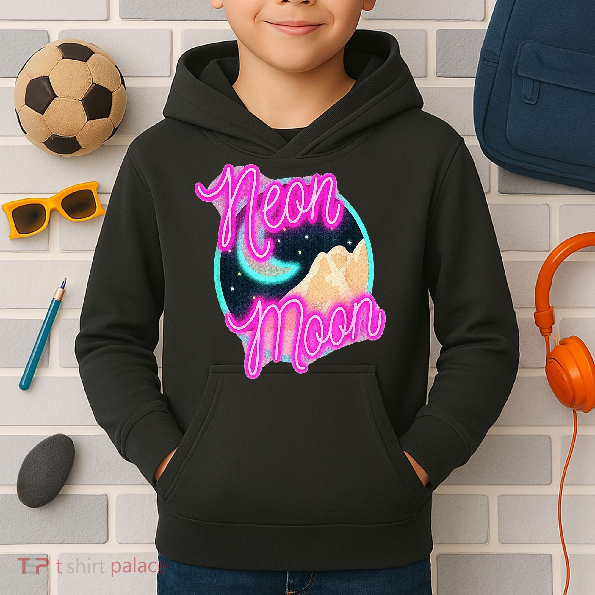 Neon Moon 90s Country Music Kids Hoodie