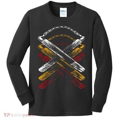 Nunchucks Martial Arts Retro Kids Long Sleeve Shirt