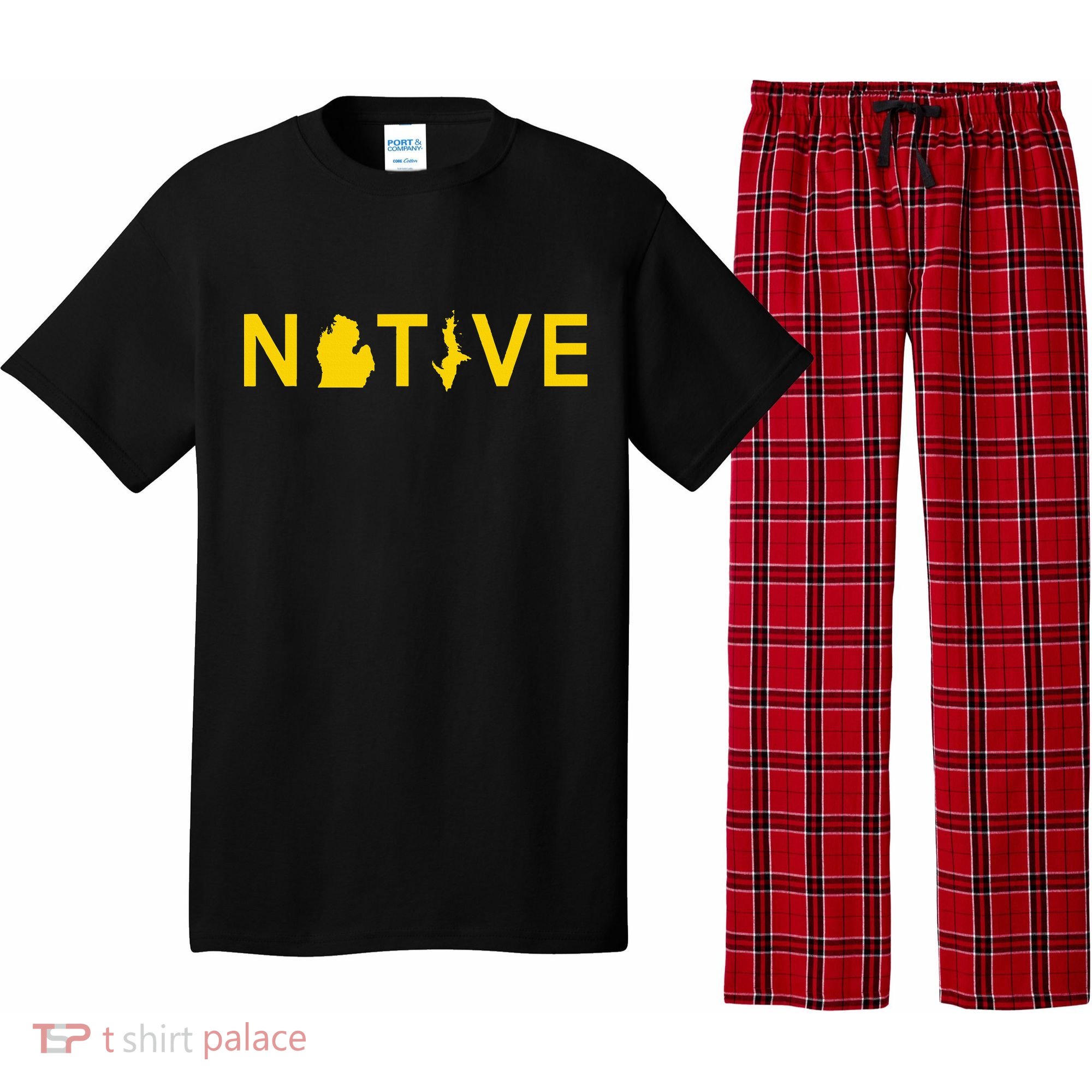 Native Michigander Ann Arbor Blue Yellow Pajama Set