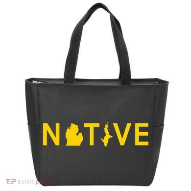 Native Michigander Ann Arbor Blue Yellow Tote Bag