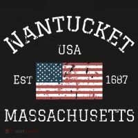 Nantucket Massachusetts American Flag Usa Travel Vintage T-Shirt thumb 7