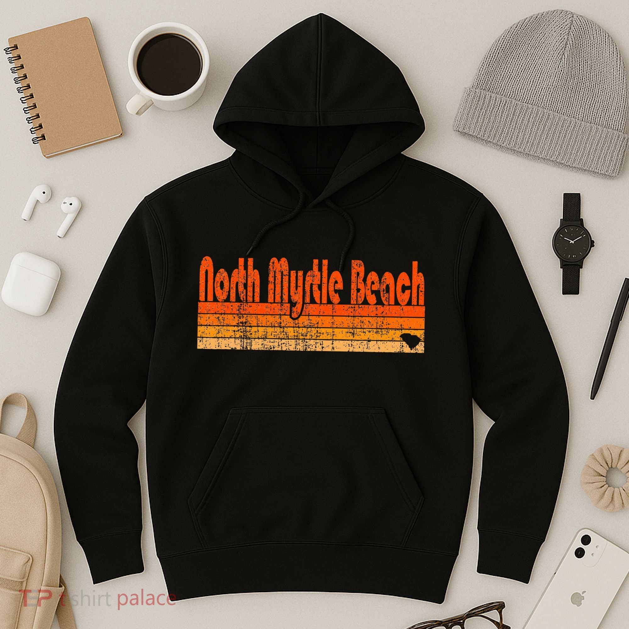 North Myrtle Beach Sc Retro 80s Style Hoodie