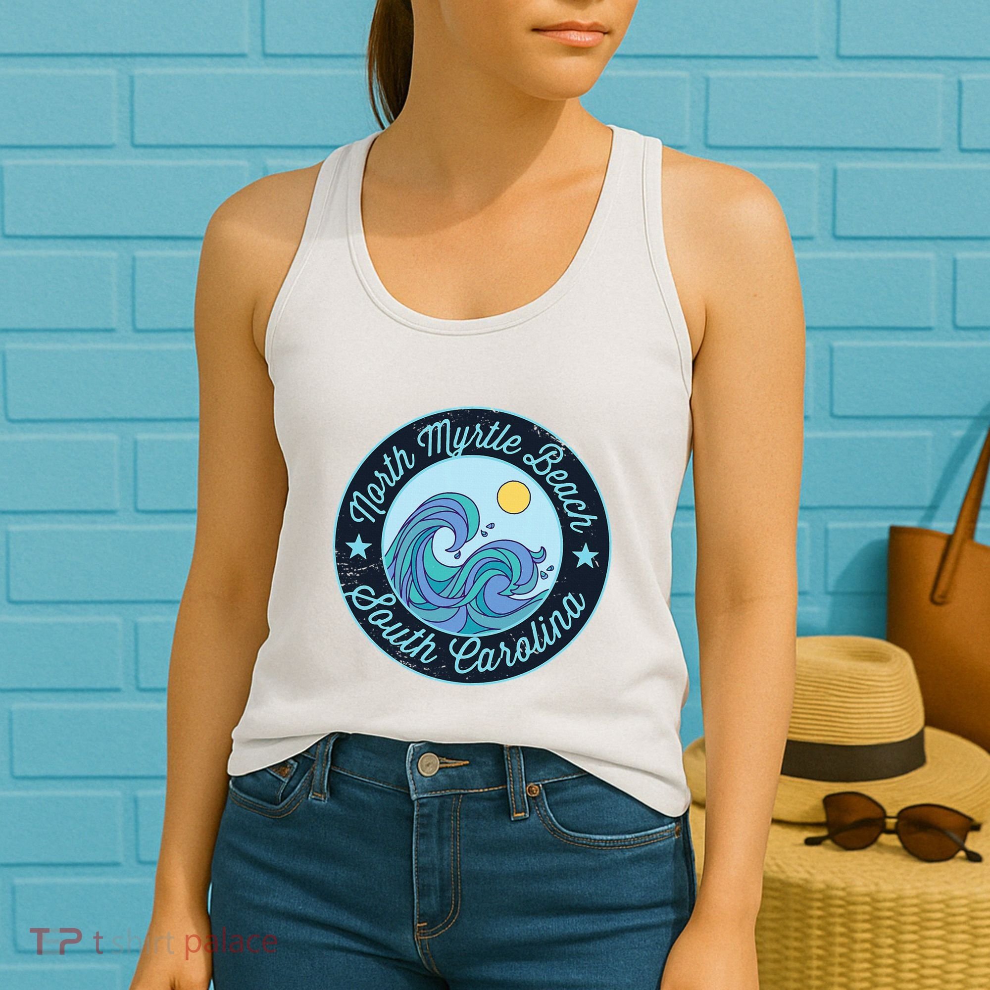 North Myrtle Beach Sc South Carolina Souvenir Nautical Surfe Women's Tank Top
