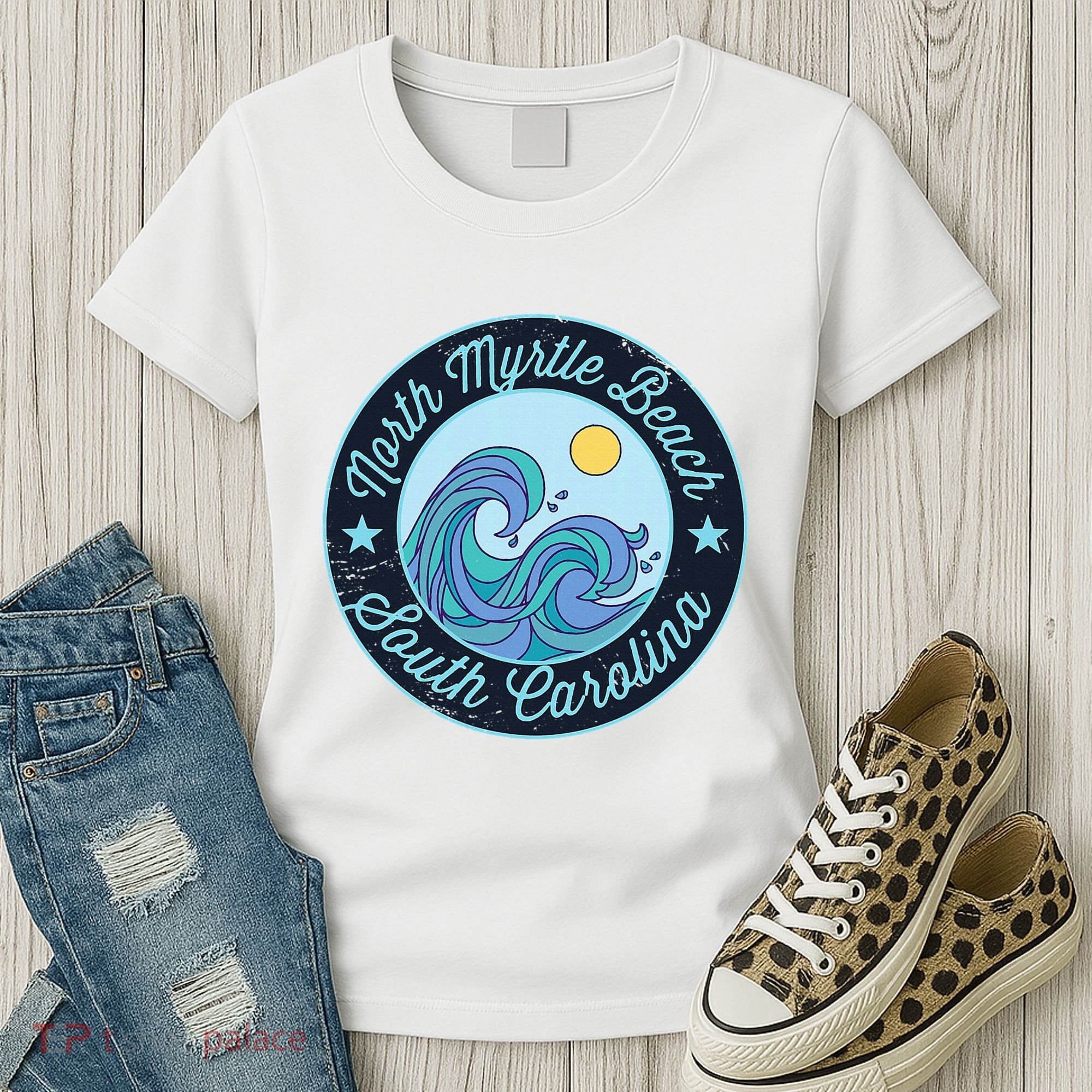 North Myrtle Beach Sc South Carolina Souvenir Nautical Surfe Women's T-Shirt