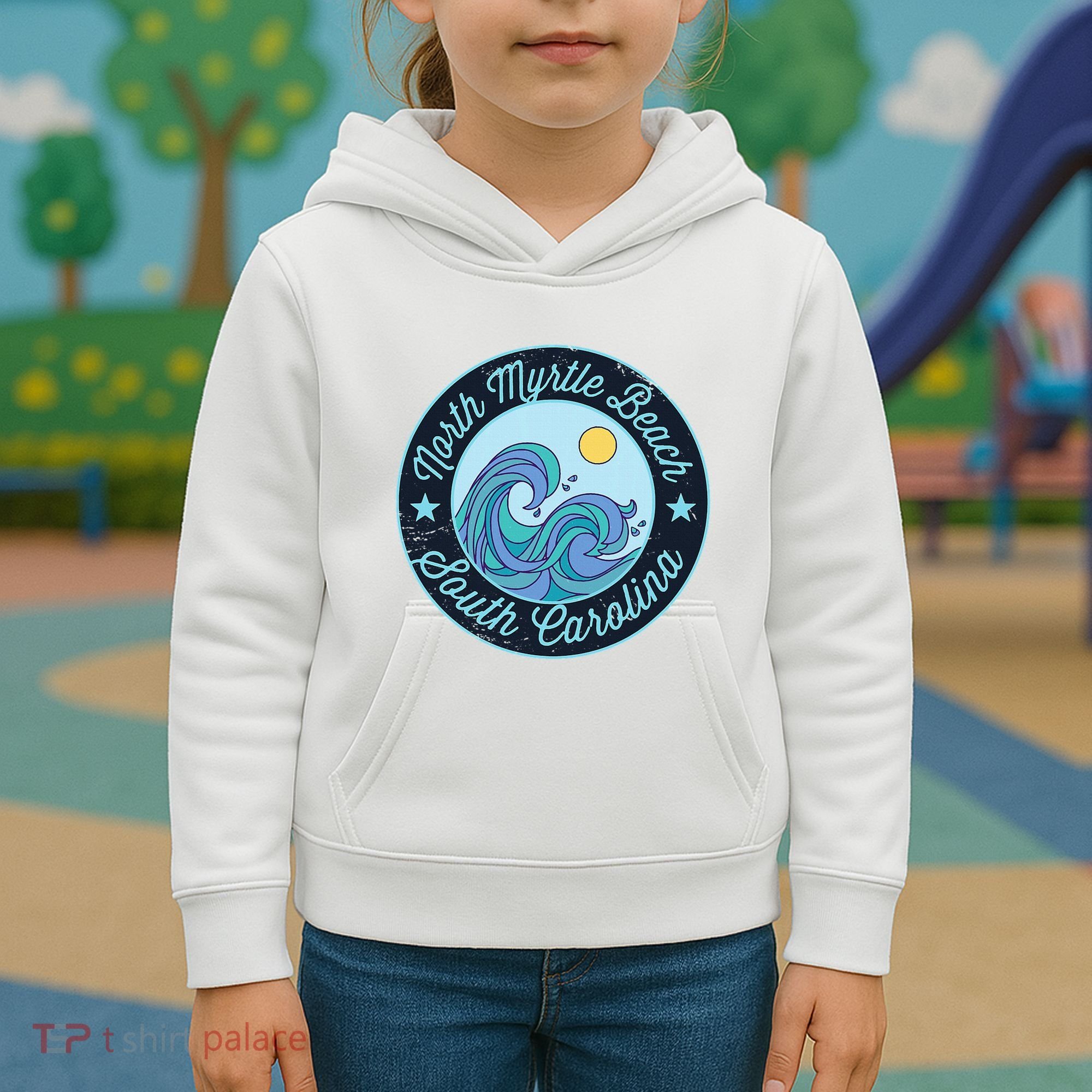 North Myrtle Beach Sc South Carolina Souvenir Nautical Surfe Kids Hoodie