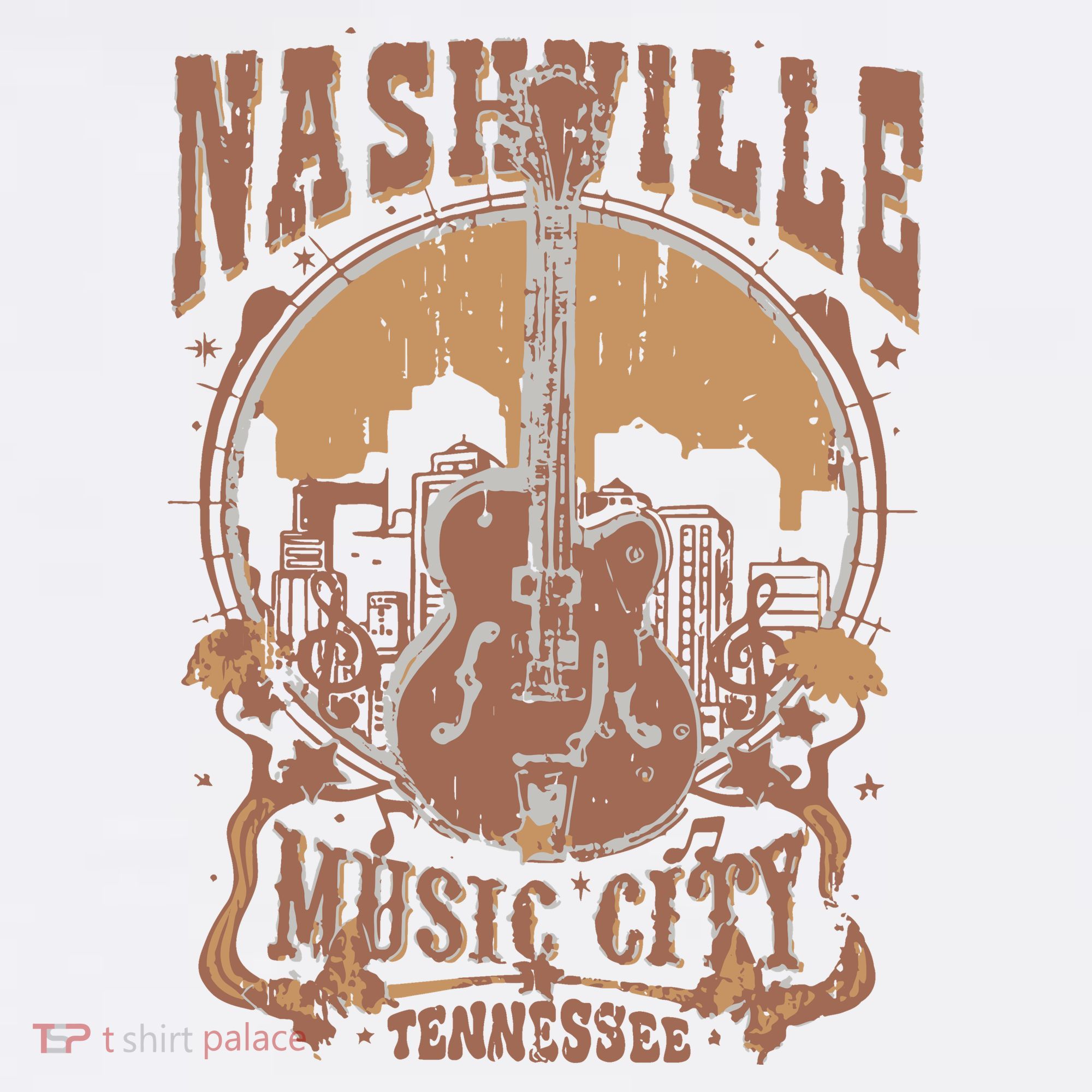Nashville Music City Tennessee Guitar T-Shirt