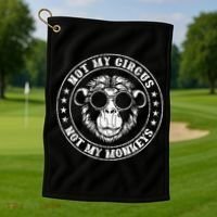 Not My Circus Monkeys Funny Monkey Animal Lover Golf Towel thumb 1