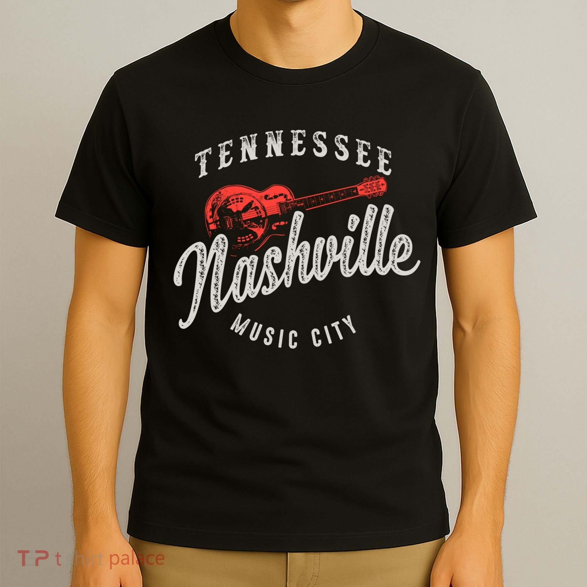 Nashville Music City Guitar Vintage Gift T-Shirt