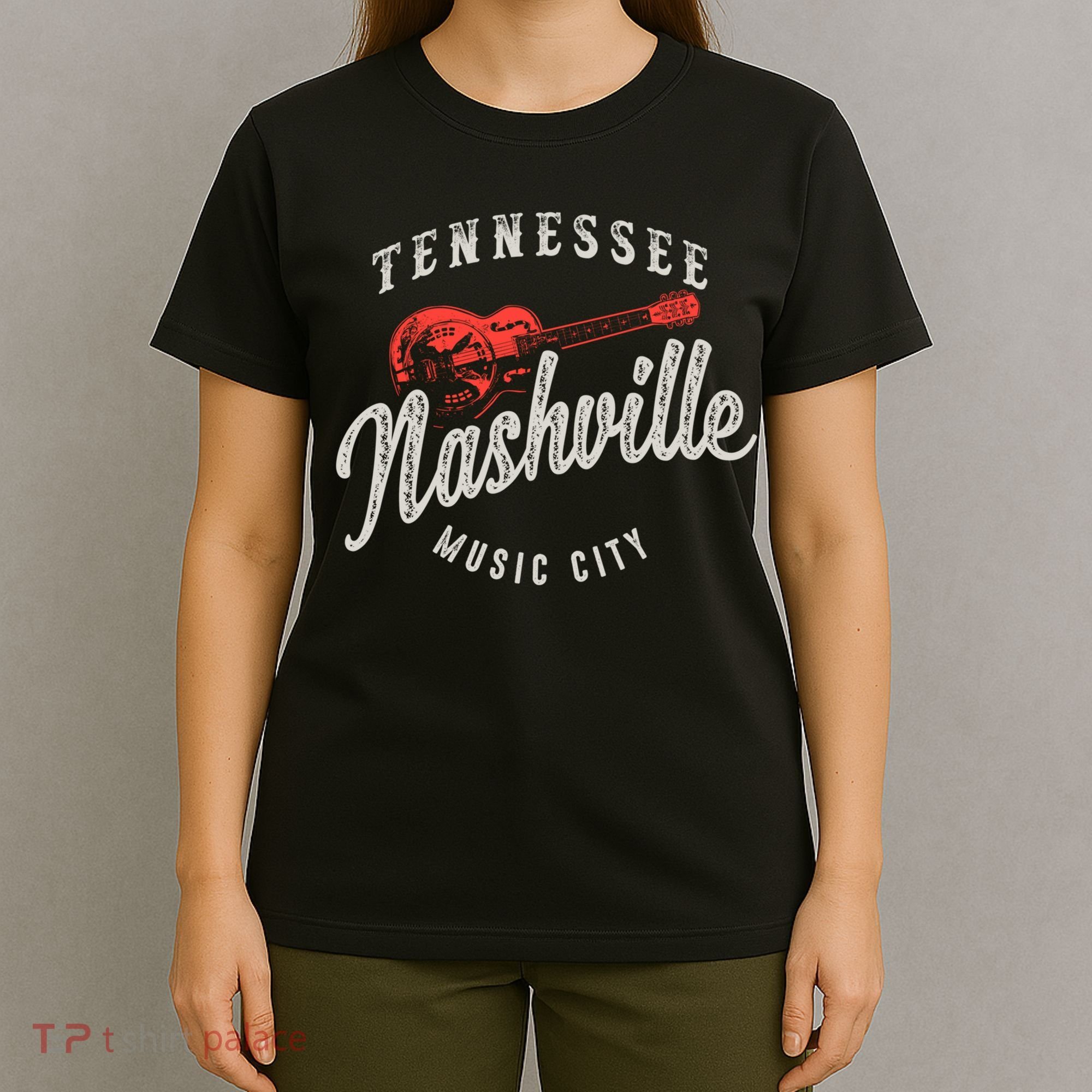 Nashville Music City Guitar Vintage Gift T-Shirt