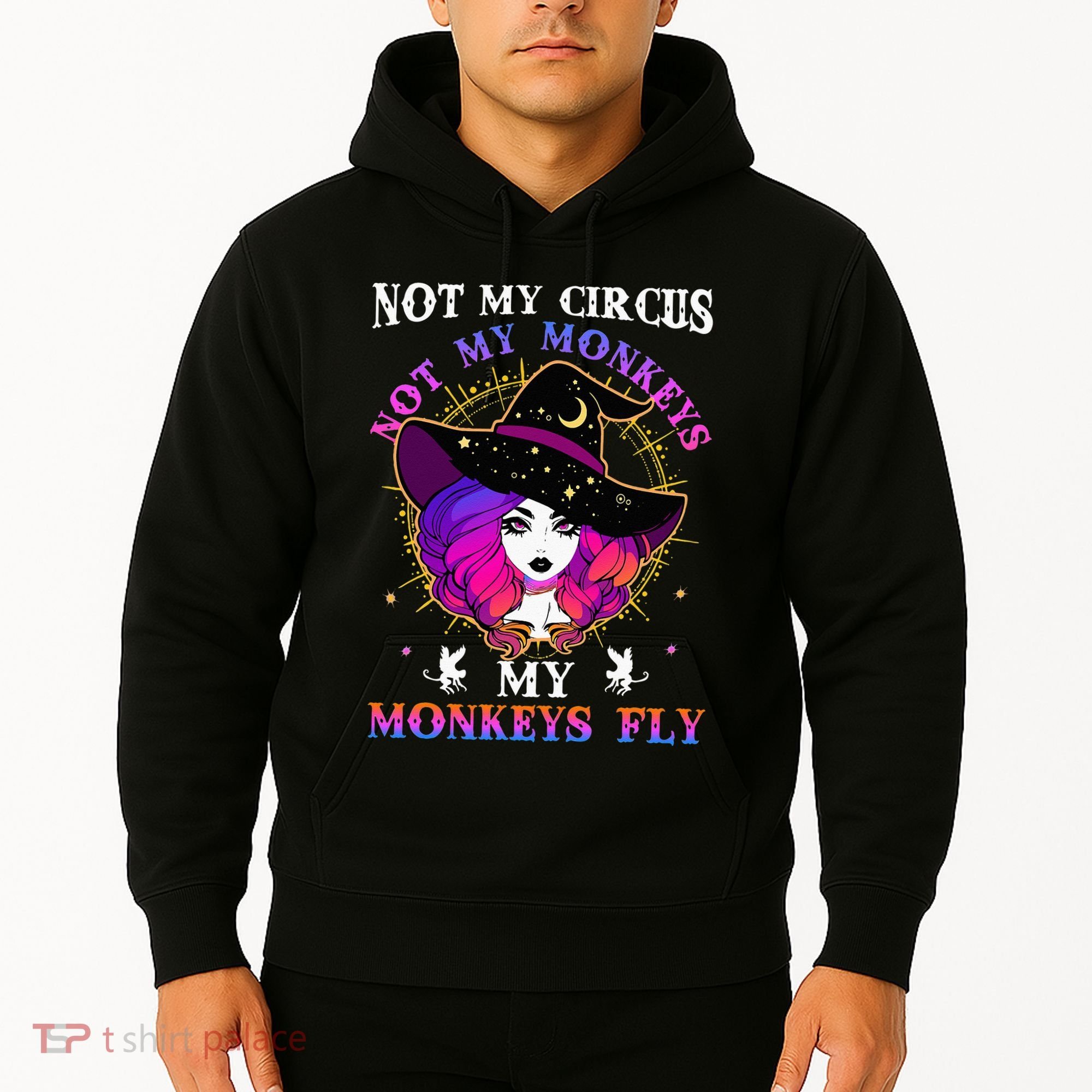 Not My Circus Not My Monkeys My Monkeys Fly Witch Halloween Hoodie