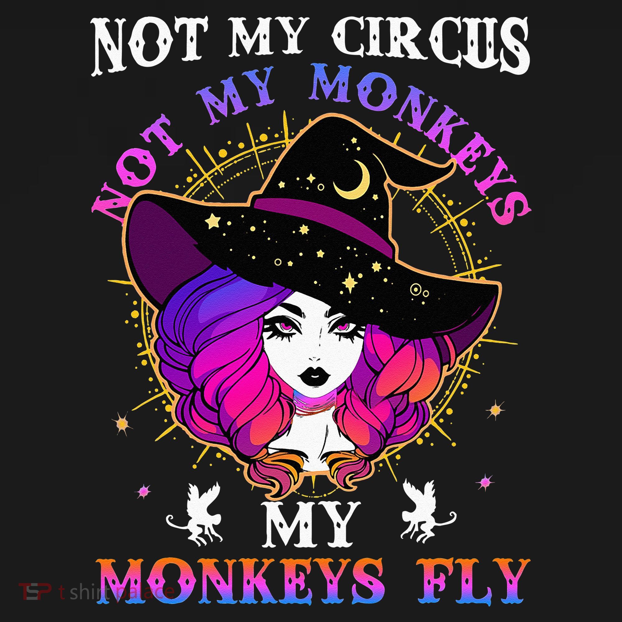 Not My Circus Not My Monkeys My Monkeys Fly Witch Halloween Women's Hoodie