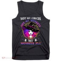 Not My Circus Not My Monkeys My Monkeys Fly Witch Halloween Tank Top thumb 0