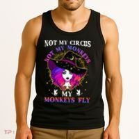 Not My Circus Not My Monkeys My Monkeys Fly Witch Halloween Tank Top thumb 3