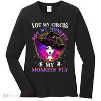 Not My Circus Not My Monkeys My Monkeys Fly Witch Halloween Women's Long Sleeve Shirt thumb 0