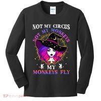 Not My Circus Not My Monkeys My Monkeys Fly Witch Halloween Kids Long Sleeve Shirt thumb 0