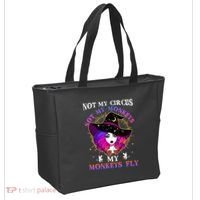 Not My Circus Not My Monkeys My Monkeys Fly Witch Halloween Tote Bag thumb 2