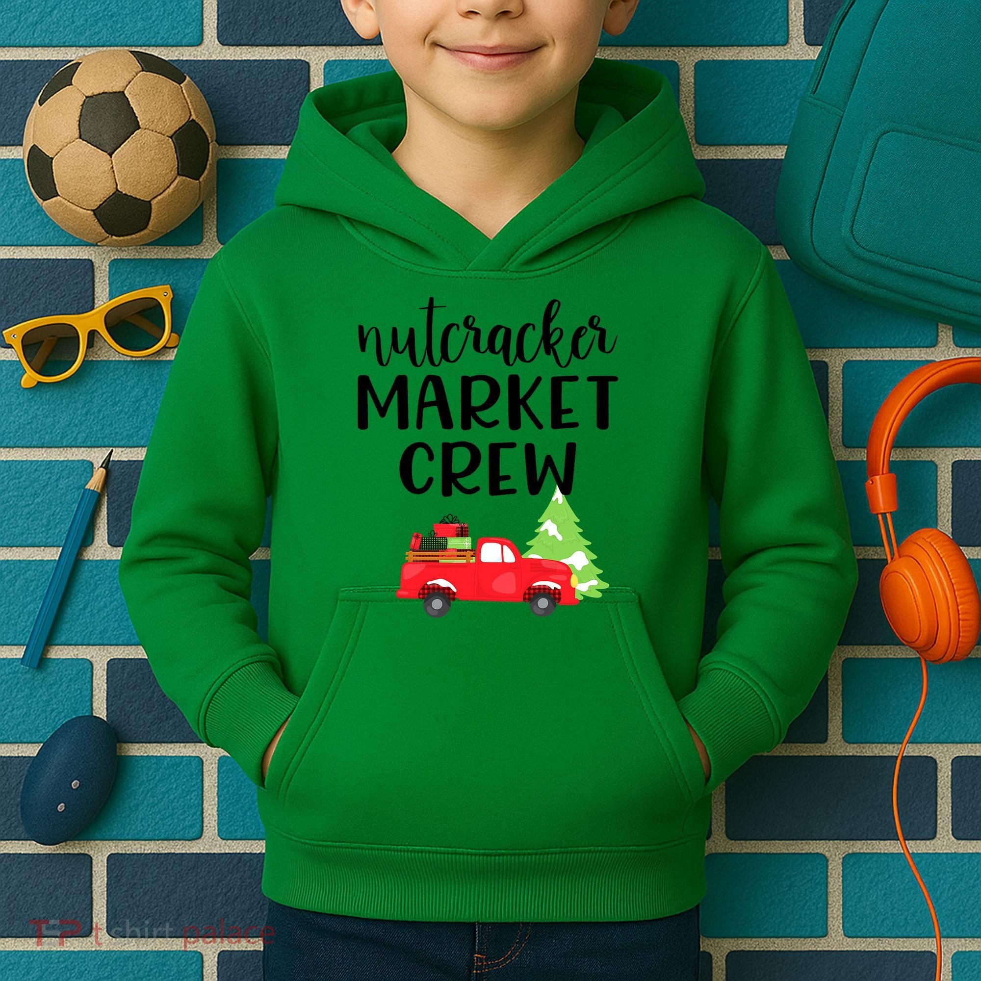 Nutcracker Market Crew Matching Christmas Shopping Kids Hoodie