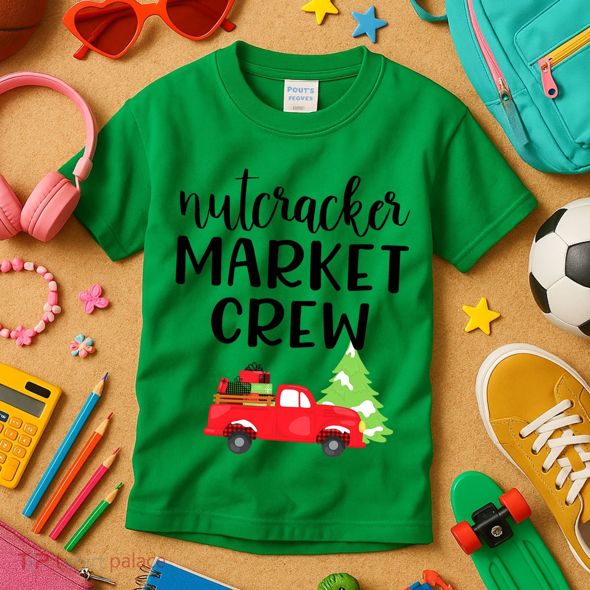 Nutcracker Market Crew Matching Christmas Shopping Kids T-Shirt