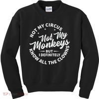 Not My Circus Not My Monkeys But I Definitely Know All The Clowns Funny Saying Kids Sweatshirt thumb 0