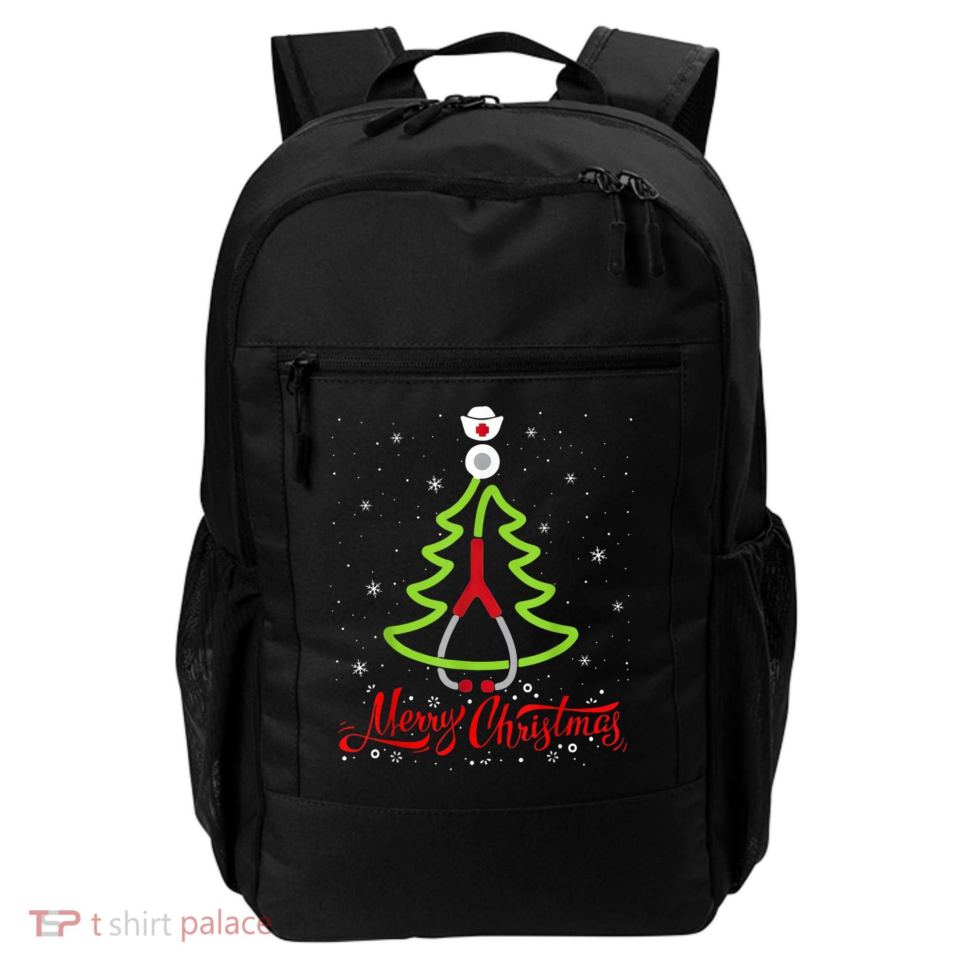 Nurse Merry Christmas Tree Stethoscope Xmas Nurse Christmas Backpack