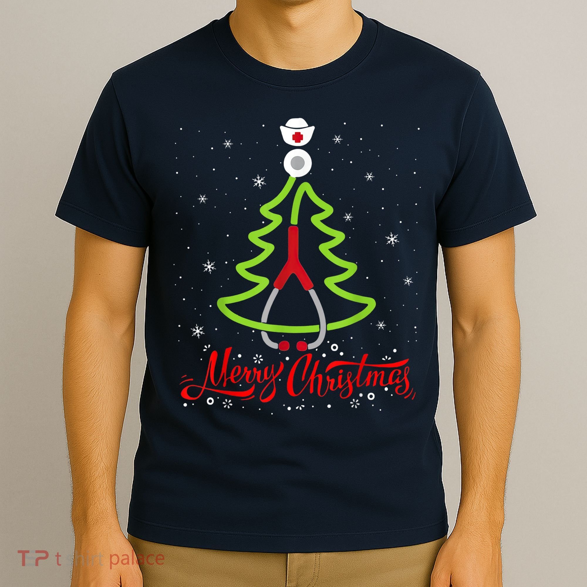 Nurse Merry Christmas Tree Stethoscope Xmas Nurse Christmas T-Shirt