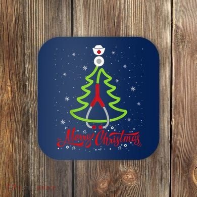 Nurse Merry Christmas Tree Stethoscope Xmas Nurse Christmas Coaster