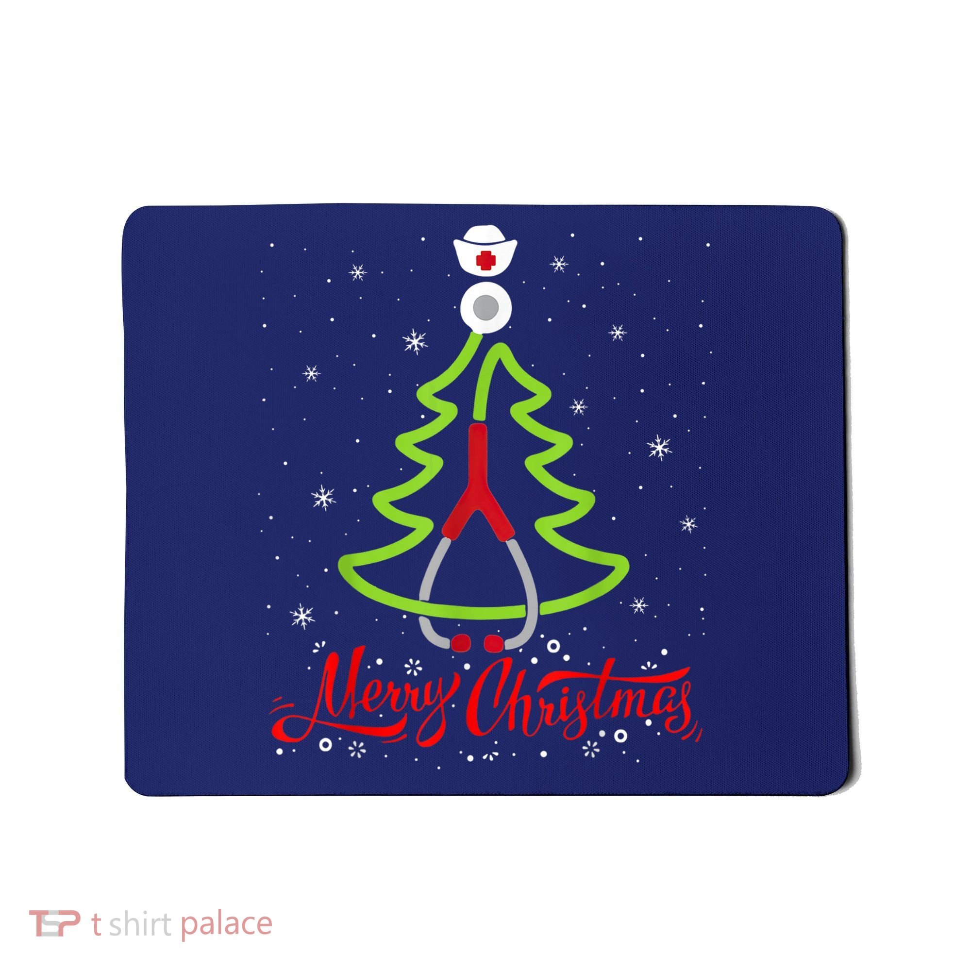 Nurse Merry Christmas Tree Stethoscope Xmas Nurse Christmas Mousepad