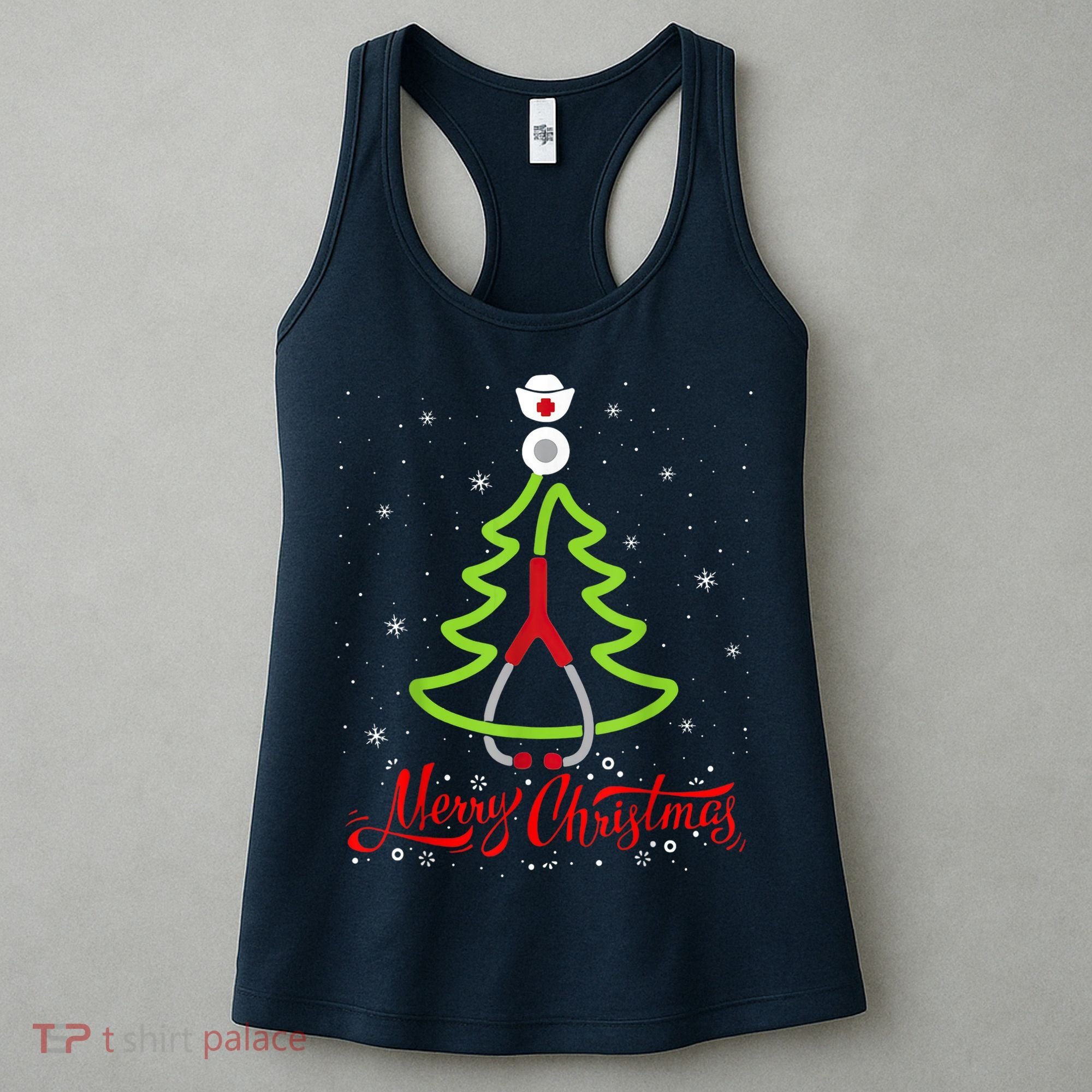 Nurse Merry Christmas Tree Stethoscope Xmas Nurse Christmas Women's Tank Top