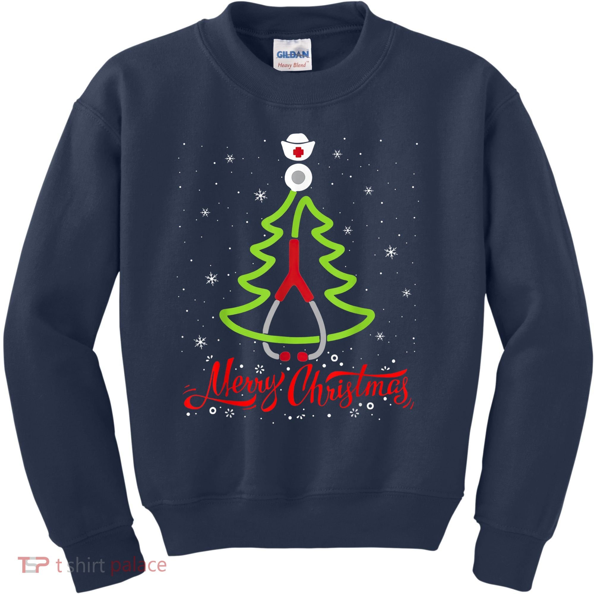 Nurse Merry Christmas Tree Stethoscope Xmas Nurse Christmas Kids Sweatshirt
