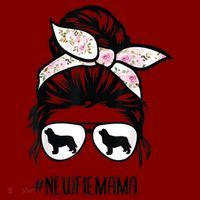 Newfie Mom Dog Messy Bun Hair Glasses Newfoundland Dog Mom T-Shirt thumb 7