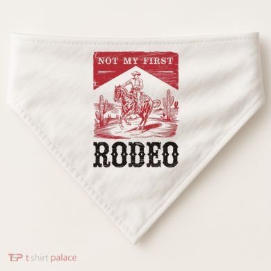 Not My First Rodeo, Vintage Bronc Riding Cowboy Rodeo USA-Made Doggie Bandana