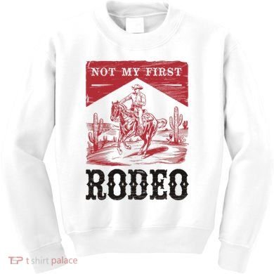 Not My First Rodeo, Vintage Bronc Riding Cowboy Rodeo Kids Sweatshirt