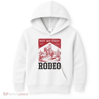 Not My First Rodeo, Vintage Bronc Riding Cowboy Rodeo Kids Hoodie