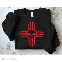 New Mexico Flag Zia Sun Skull State Pride Sweatshirt thumb 2