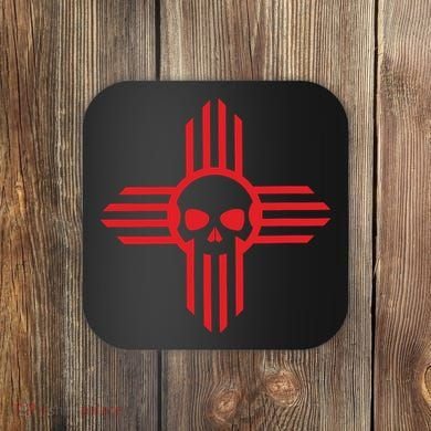 New Mexico Flag Zia Sun Skull State Pride Coaster