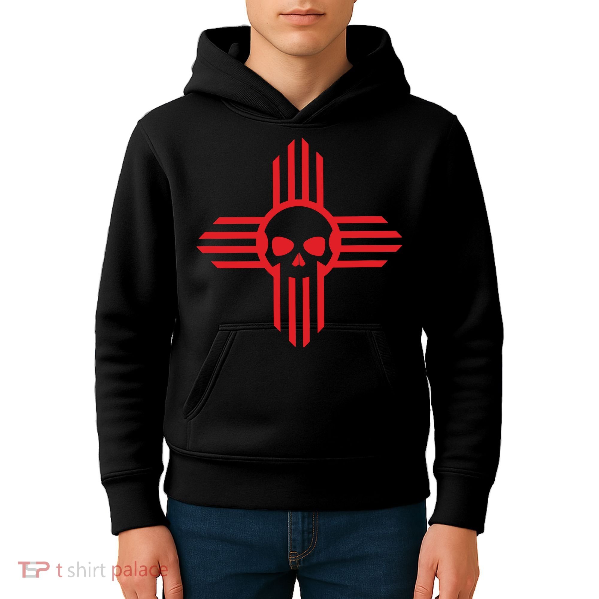 New Mexico Flag Zia Sun Skull State Pride Kids Hoodie