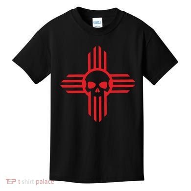 New Mexico Flag Zia Sun Skull State Pride Kids T-Shirt