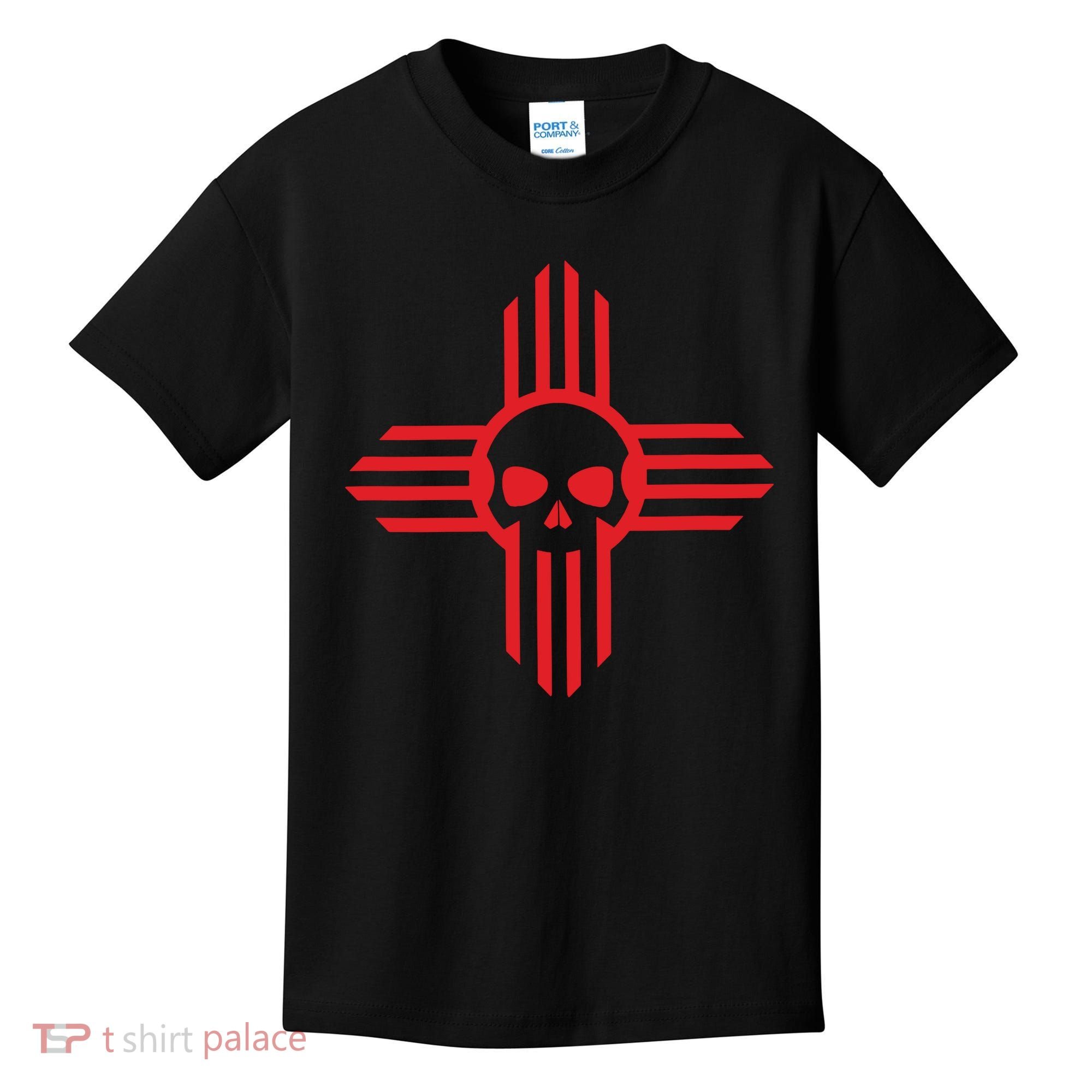 New Mexico Flag Zia Sun Skull State Pride Kids T-Shirt